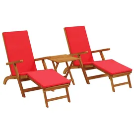 vidaXL Liegestuhl zum Verstellen und Klappen 3 Pcs 3 x 3 x 3 cm Rot