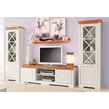 Home Affaire Wohnwand Lisa (Set 3-St) bestehend aus zwei Vitrinen Lowboard massives Kiefernholz weiß/honig