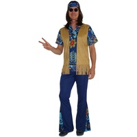 MAYLYNN Hippie Kostüm Herren 70er Jahre Herren Retro – mit Weste, Gr. M