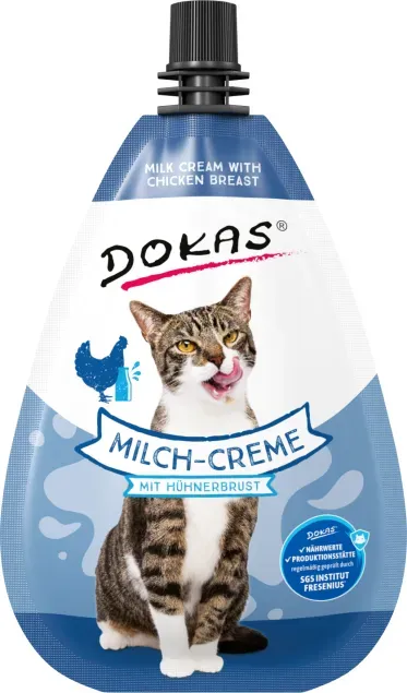 DOKAS Katze Milch-Creme Katzen-Snack MilchCreme Hühnerbrust