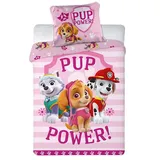 PAW PATROL Mädchen-Bettwäsche · Kinderbettwäsche/Babybettwäsche ·2 Stück, Baumwolle · Rosa, Pink · PUP Power · Wendebettwäsche · Kissenbezug 40x60 Bettbezug 100x135 cm