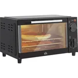 Homcom Minibackofen 9L Mini Ofen mit Backblech, Grillrost, 100 °C-230 °C, mit einstellbar Temperatur und Garzeit, 60 Min. Timer, 750W, Edelstahl,
