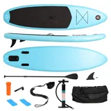 ARATERVIO 10FT aufblasbares Stand Up Paddle Board SUP-Board Set mit komplettem Zubehör – 3-lagiges PVC, rutschfestes Eva-Deck, 150 kg Tragkraft, leichtes Reise-SUP mit Pumpe (Seeblau)