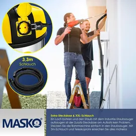 Masko MASKO® Industriestaubsauger Staubsauger Nass Trocken Sauger Edelstahl 2300W + Steckdose Blasfunktion Trocken-Saugen & Nass-Saugen Push&Clean Industrie-Sauger mit | ohne Beutel beutellos