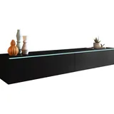 P & B Lowboard ca. 180x30 cm mit LED Schwarz/Graphit matt