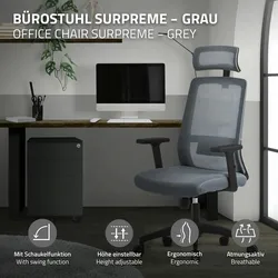 Bürostuhl Chefsessel Ergonomisch Grau Drehstuhl Schreibtischstuhl Computerstuhl