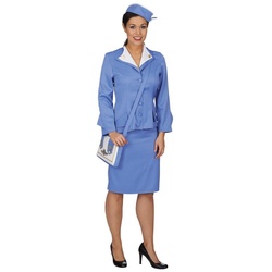 Metamorph Kostüm 60er Jahre Stewardess, Fly Pan Am: schickes Retrokostüm für Flugbegleiterinnen blau 32-34