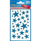 Avery Zweckform Weihnachtssticker Sterne blau 38 Stück