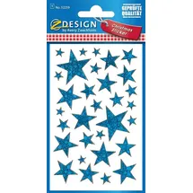 Avery Zweckform Weihnachtssticker Sterne blau 38 Stück