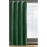 Eurofirany Vorhang Samt Velvet Ösen -1 STK. Weich Edel Gardine 200g/m2 Elegant Glatt Einfarbig Flauschig Modern Klassisch Wohnzimmer Schlafzimmer, 140x250 cm, Dunkelgrün