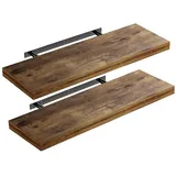 CASARIA 2x Wandregal dunkle Eiche mit Halterung 70cm 2er Set
