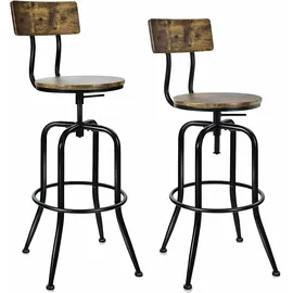 Costway Set aus 2 drehbaren Barhockern mit einer Sitzhöhe von 69–76 cm, höhenverstellbar und mit abnehmbarer Rückenlehne