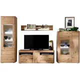 Livetastic Wohnwand, Eiche, Metall, Balkeneiche, massiv, 339x208x50 cm, Made in Eu Beimöbel erhältlich, Wohnzimmer, Wohnwände, Anbauwände