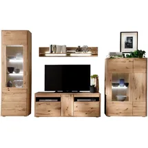 Livetastic Wohnwand, Eiche, Metall, Balkeneiche, massiv, 339x208x50 cm, Made in Eu Beimöbel erhältlich, Wohnzimmer, Wohnwände, Anbauwände