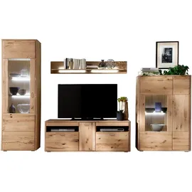 Livetastic Wohnwand, Eiche, Metall, Balkeneiche, massiv, 339x208x50 cm, Made in Eu Beimöbel erhältlich, Wohnzimmer, Wohnwände, Anbauwände