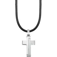 s.Oliver Kette mit Anhänger Kreuz Schwarz/Edelstahl