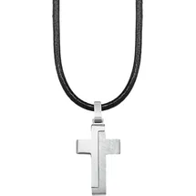 s.Oliver Kette mit Anhänger Kreuz Schwarz/Edelstahl