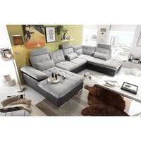 MID.YOU Wohnlandschaft Kunstleder 3-Sitzer Schwarz/Silber