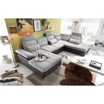 MID.YOU Wohnlandschaft Kunstleder 3-Sitzer Schwarz/Silber