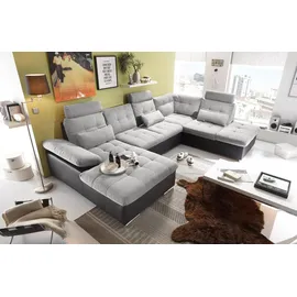 MID.YOU Wohnlandschaft Kunstleder 3-Sitzer Schwarz/Silber