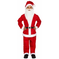 Dreamzfit - Deluxe-Weihnachtsmann-Kostüm für Erwachsene und Kinder, 5-teiliges Set – Nikolausmütze, Jacke, Hose, Bart und Gürtel ~ Weihnachtsmannkostüm für Herren und Jungen (Jungen: 4–6 Jahre)