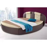 Westfalia Schlafkomfort Rundbett, braun (dunkelbraun, vanille), B:220cm L:230cm, Bezug Bett: Kunstleder;Bonnell-Federkernmatratze: 51% Polypropylen, 39% Polyester, 10% Baumwolle;Kaltschaummatratze: 100% Polyester, Bezug abnehm- und waschbar bis 60C, WESTFALIA SCHLAFKOMFORT,