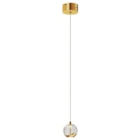 LUCANDE LED-Pendellampe Hayley, Ø 9 cm, goldfarben, Glas für