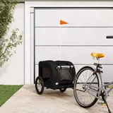 Runheo Fahrradanhänger Hunde Schwarz Oxford-Gewebe Eisen robust klappbar faltbar mit Netzfenster und Belüftung ideal für Hundebuggy Katzenbuggy Petstroller Outdoor Transportwagen Reise