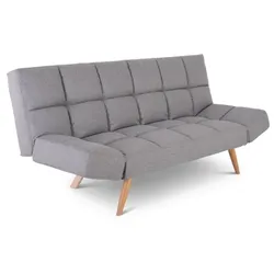 Schlafsofa, 2-Sitzer, mit Gästebett-Funktion, klappbare 2-in-1-Funktion: Sofa und Gästebett, Metallbeine, Stoff in Hellgrau, Raburg Yara