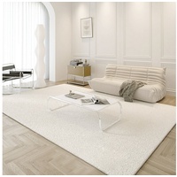 Teppich Waschbarer Kurzflor Teppich Wohnzimmer Schlafzimmer Rutschfest Teppich, CALIYO, Rechteck, Höhe: 15 mm, Flauschig Weich Teppich Moderne Einfarbige Muster weiß