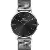 Daniel Wellington Herrenuhr Edelstahl schwarz, silber Schwarz Herren