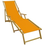 Erst-Holz Sonnenliege ORANGE Gartenliege Liegestuhl Strandliege Fußteil klappbar Buche hell 10-309NF