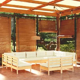 vidaXL Garten-Lounge-Set 11-tlg. creme Kiefer
