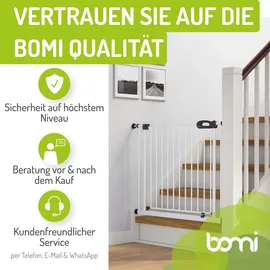 Bomi Türschutzgitter Merle 63-251 cm in Weiß | Ohne Bohren | Schließt automatisch | Kinderschutzgitter Treppengitter | Weiß