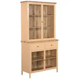 Vintagehaus Küchenbuffet Landhaus Vitrine Küchenbuffet Provence Vintage Metallkorpus Holz 200cm braun