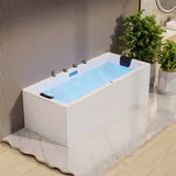 AQUADE Rechteck Badewanne Neu-Ulm 170 x 75 cm Komplett-Set Standard Ab–Überlauf–Garnitur 2 x Nackenkissen Ohne LED–Beleuchtung