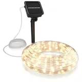 Bearware LED Lichterkette Solar 10 m warmweiß - Innen und Außen - Solarpanel mit Akku 1200mAh - 100 Leds warmweiß - 2 Modi: blinkend und stetig