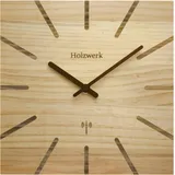 Holzwerk Natur Holz Ihr Funk Wanduhr Funkwanduhr Eckig Funkuhr Vintage laufleises Uhrwerk ohne Tickgeräüsche Buche Braun Grau nahezu lautlos Massivholz Natur 25 cm (Hwn..buche.)