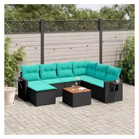 vidaXL Gartensofa-Set 8-tlg. schwarz/blau