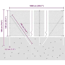 vidaXL Zaunpfosten 10 x 930 cm Grün/Stahl