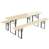 GWW Bierzeltgarnitur 220 x 50 cm, Stahl Schwarz / Fichte Natur