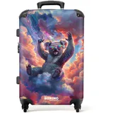 NoBoringSuitcases.com Kinderkoffer, Hartschalenkoffer, Koffer Groß, Koffer Kinder, TSA Schloss, Kinder Koffer mit Rollen, Trolley Koffer Mittelgroß (Coole Koala, bunte Wolken - Mehrfarbig, 67 cm-72 L)