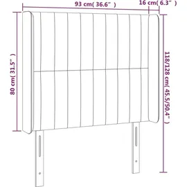 vidaXL Kopfteil mit Ohren Rosa 93x16x118/128 cm Samt