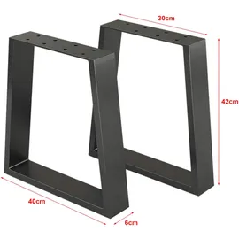 [en.casa] Tischgestell-Set, Schwarz Metall, 30x42x6 cm, Esszimmer, Tische, Esstische, Tischsysteme, Tischgestell