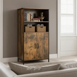 Relaxdays Unterschrank Küchenschrank Industrial Style 124,5 x 60 x 30 cm Braun