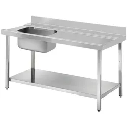 Rechter einlass-tisch dome glatt mit 1 becken - 1600x750x850 mm - 16I61CEM Eurast