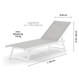 LECO Elina Sonnenliege 149 x 63 x 0 cm Weiß/Grau