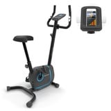 Klarfit Myon Cycle Heimtrainer Fahrrad - Ergometer Fahrrad mit 12 kg Schwungmasse, Hometrainer mit Pulsmesser, 8-stufiger Widerstand, Rahmenantrieb mit SilentBelt, Tablethalterung, schwarz