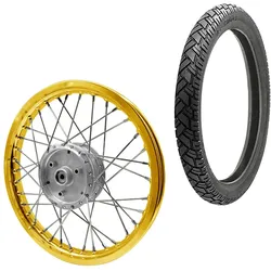 Speichenrad Felge Alu 1,6x16 passend für Simson S51 S50 S70 Schwalbe KR51 Alufelge Craftride AF17 gold + Reifen Vee Rubber VRM094 vorne hinten