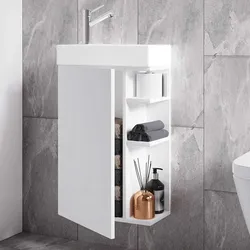 Kleiner Gäste WC Waschtisch in Weiß einem Aufsatzwaschbecken